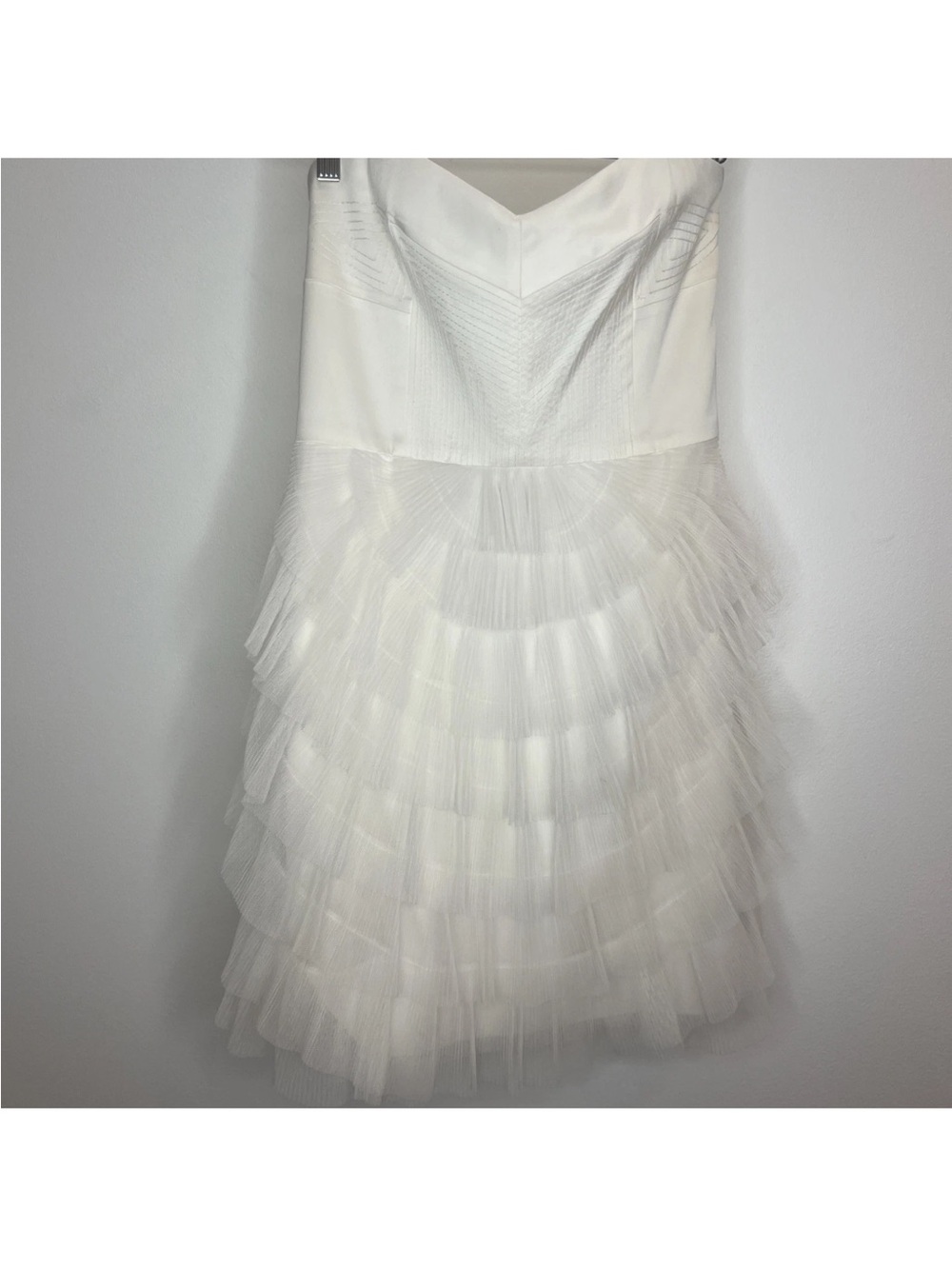 BCBGMaxAzria Strapless White Layered Tulle Dress